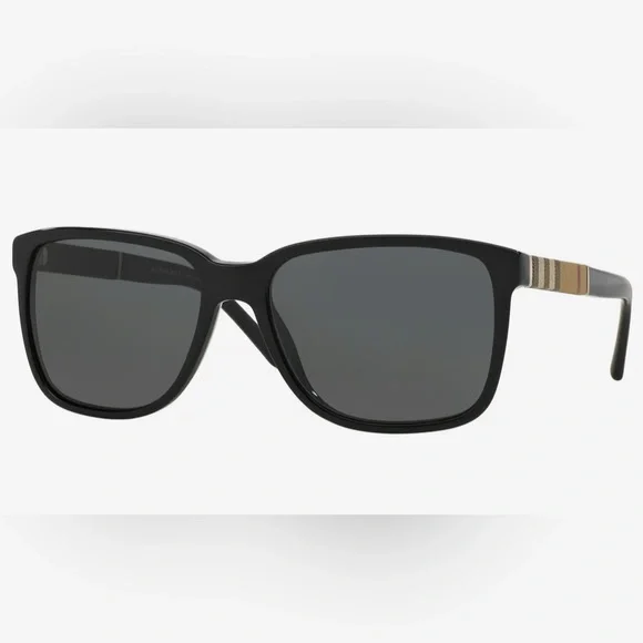 NWT [Burberry] Square Black/Grey Signature Plaid Sunglasses, Men’s or Unisex - Picture 4 of 16
